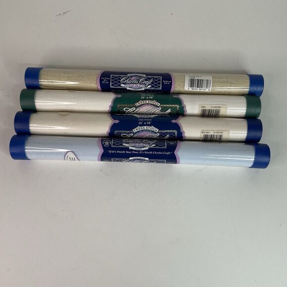 Vintage Charles Craft Cross Stitch Fabric, 15”x18” Lot Of 4 Brand New - Picture 2 of 4